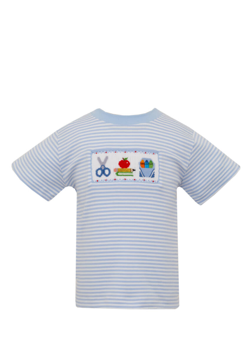 Light Blue Stripe School Days Knit Boys T-Shirt