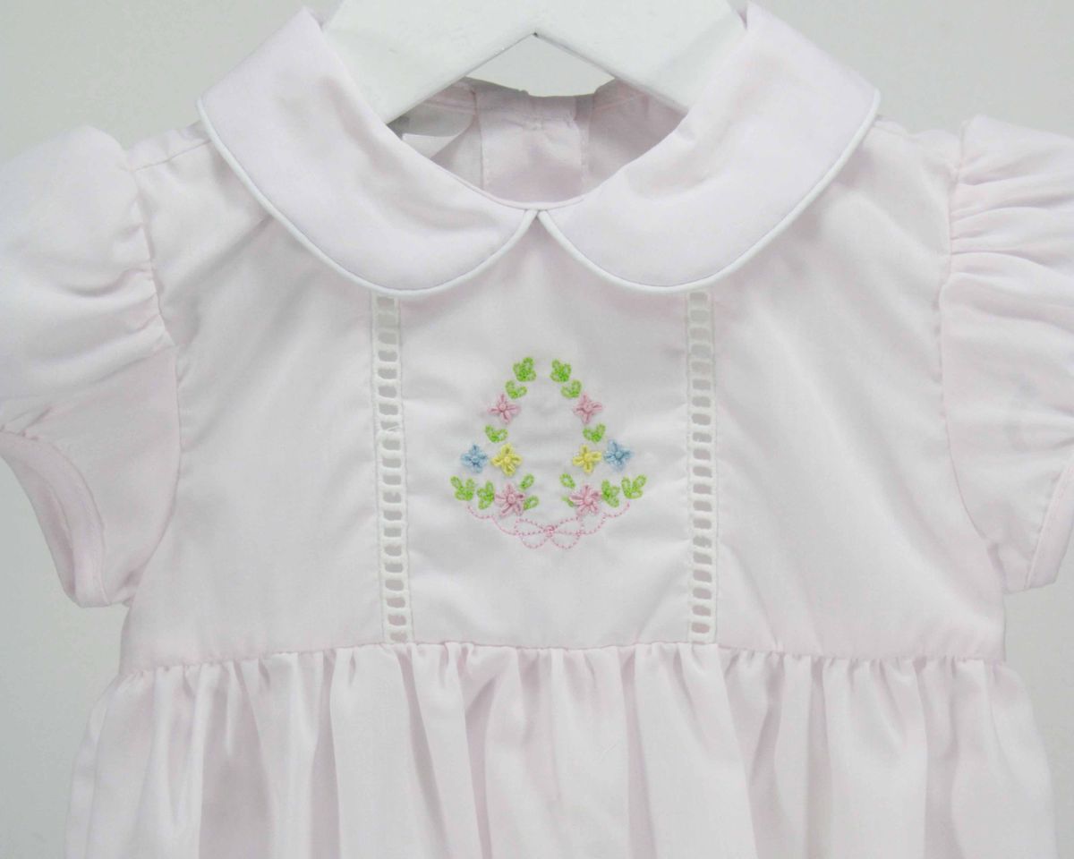 Pink Bubble w/ Colorful Embroidered Flowers