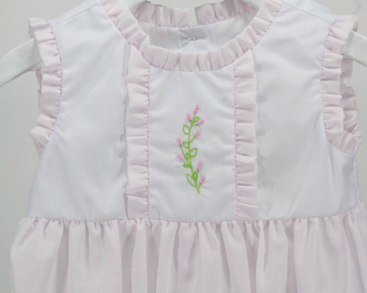 Pink Bubble w/ Pink Embroidered Flowers