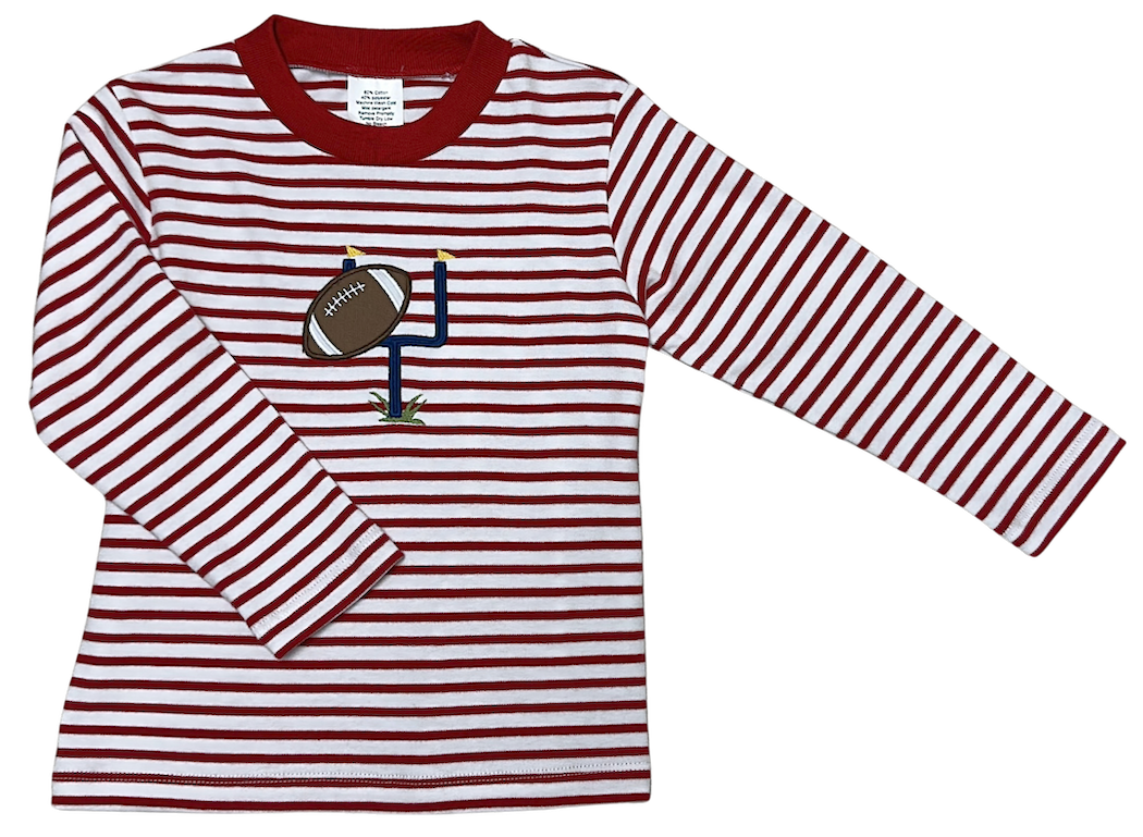 Football Applique Striped L/S Shirt