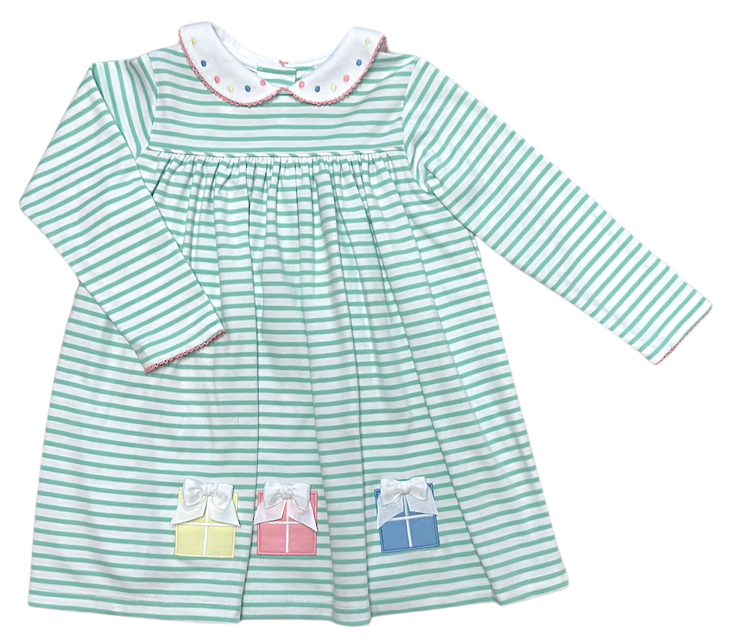 Green Striped Knit Birthday Float Dress