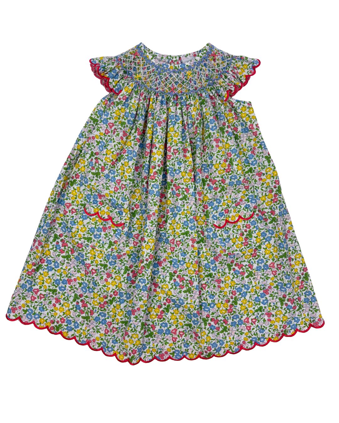 Floral SS Smocked Bishop Dress