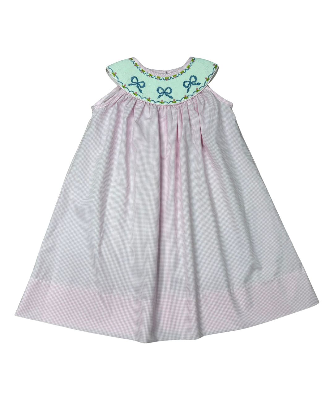 Pink Check Smocked Bow Dress