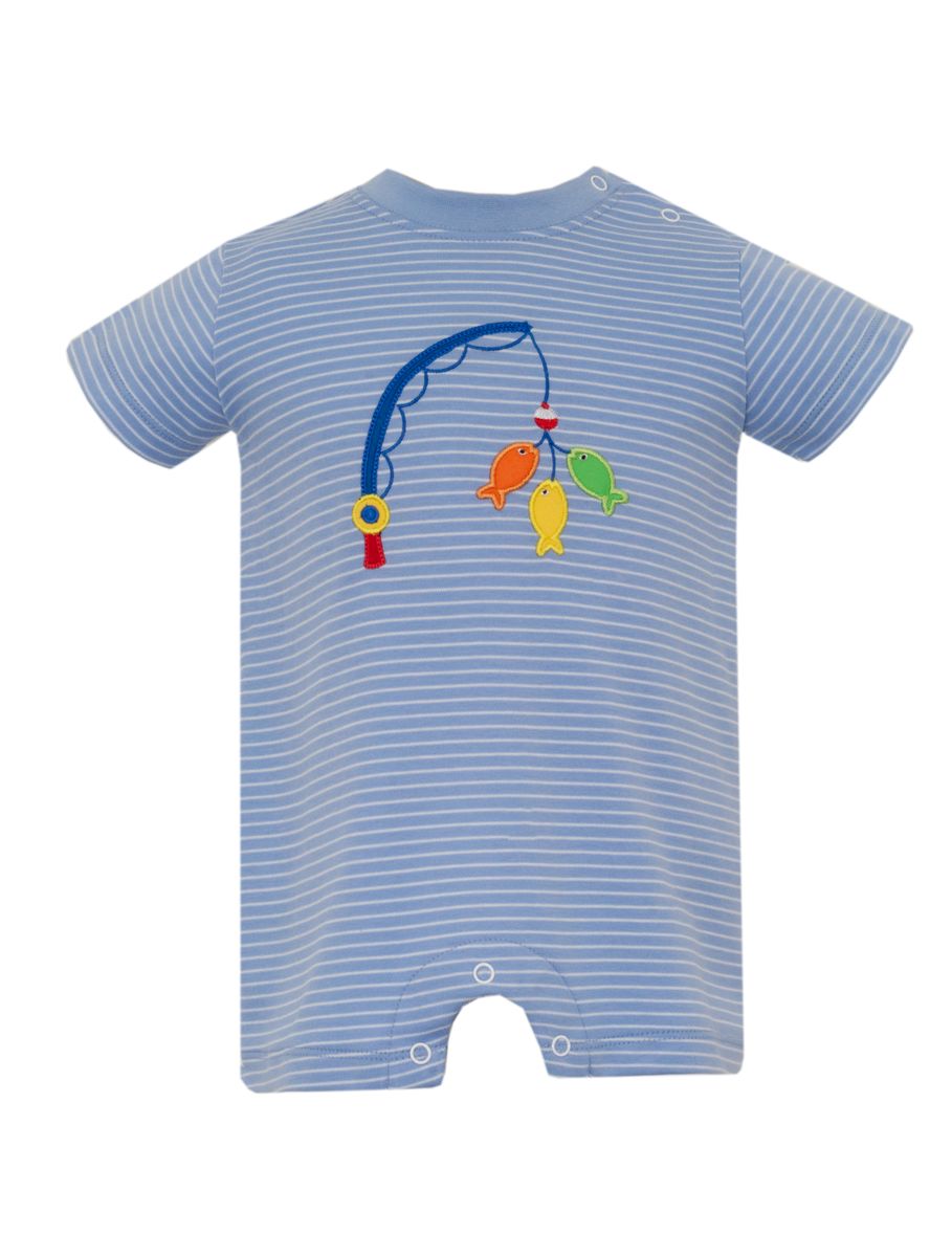 Fishing Lures Periwinkle Blue Stripe Boy Romper