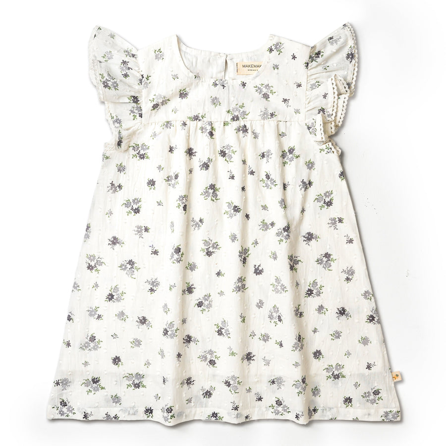 Pastel Bloom Flutter Sleeve Dress