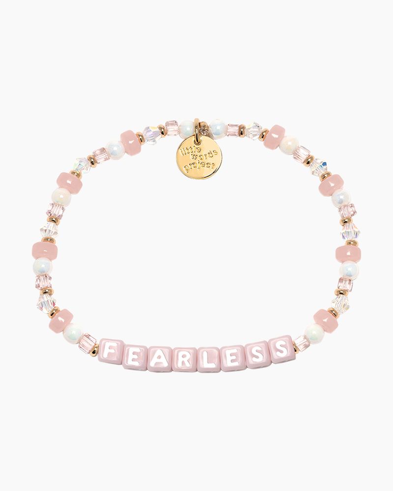 Fearless Pink Beaded Letter Bracelet