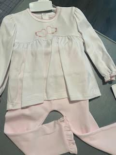 Heart Embroidered Top and Pink Pant Set