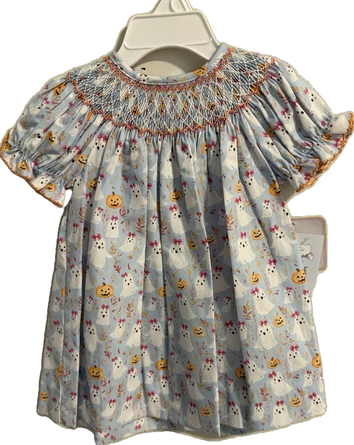 Ghost Print Smocked Dress
