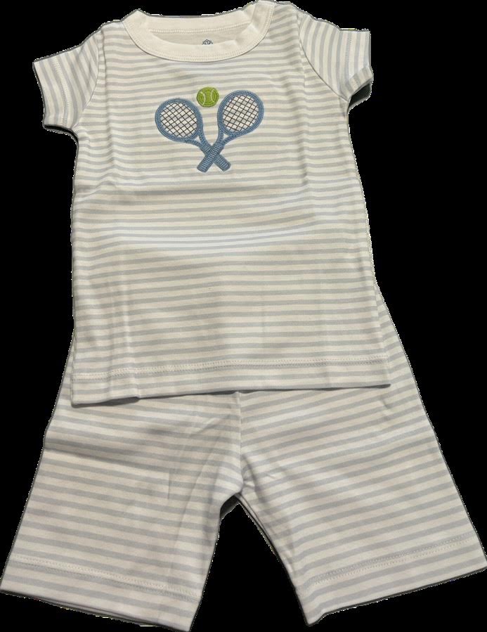 Blue Striped Tennis Short Pajamas