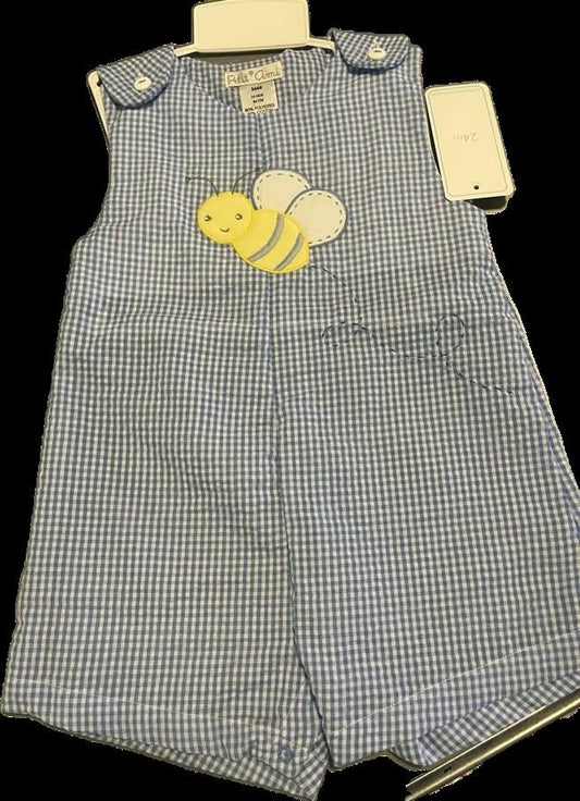 Blue Check Bee Romper