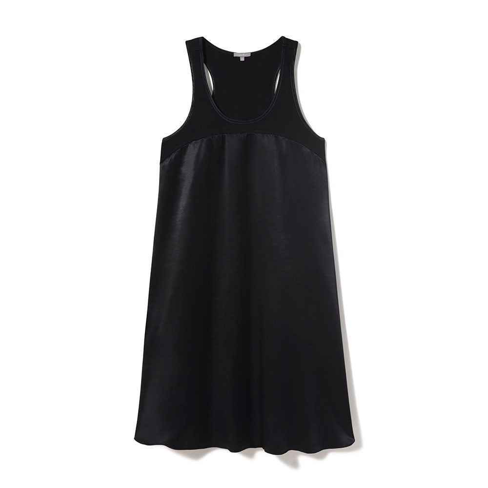 Lindsay Satin and Rib Knit A-Line Gown