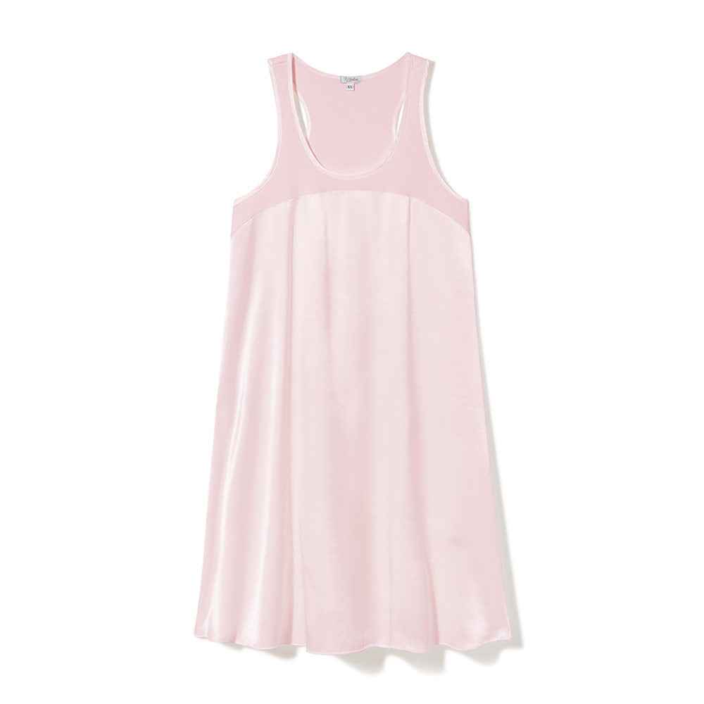 Lindsay Satin and Rib Knit A-Line Gown