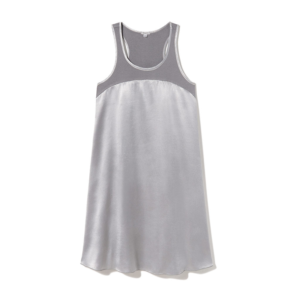 Lindsay Satin and Rib Knit A-Line Gown