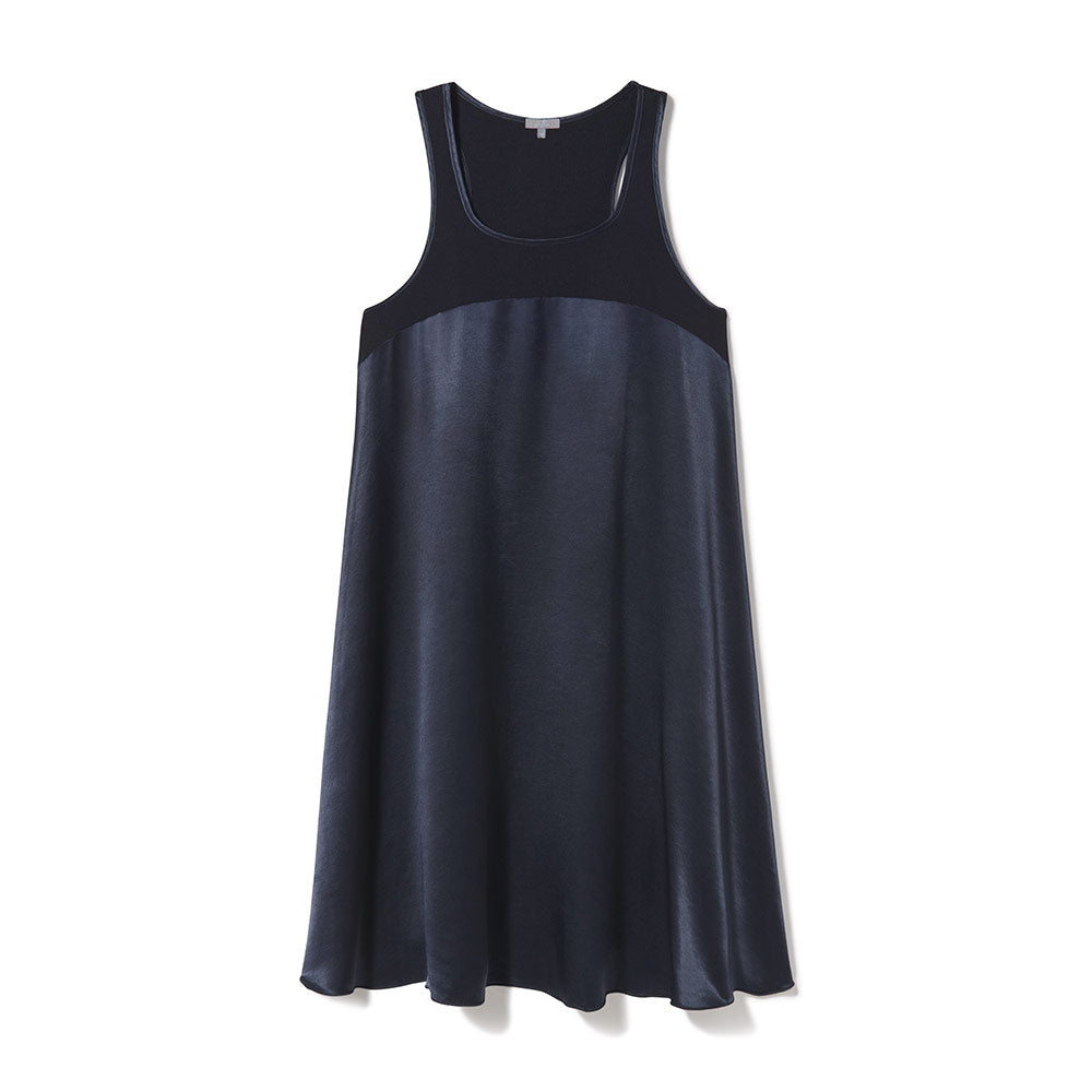 Lindsay Satin and Rib Knit A-Line Gown