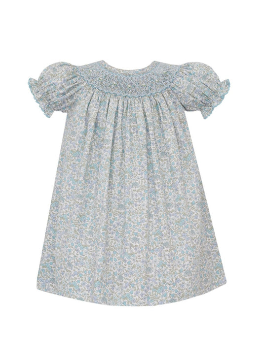 Blue Floral Bishop Dress