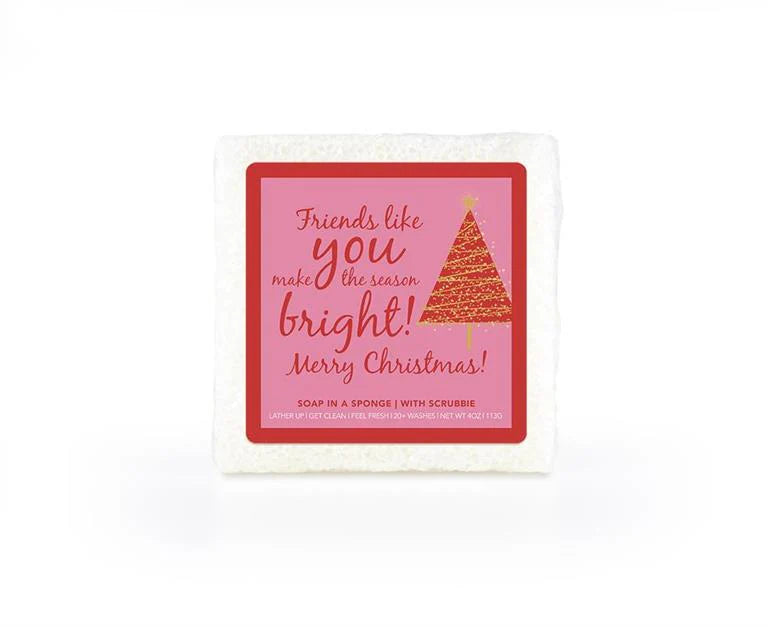 Friends Like You Make the Season Bright Soap in a Square Sponge 20+ washes