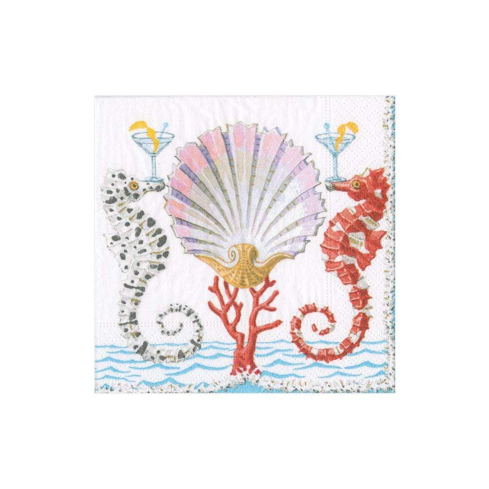 Seahorses & Shell - napkin cocktail