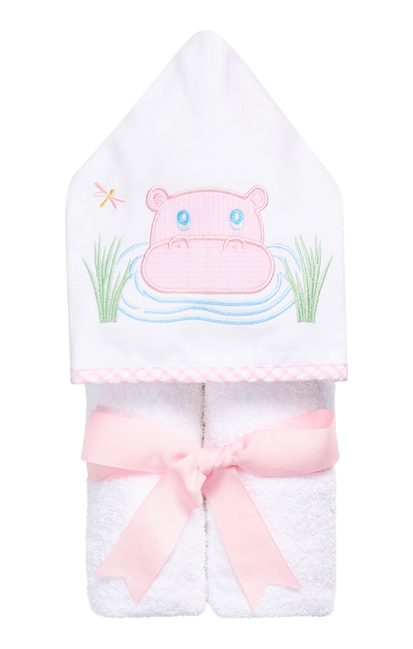 Pink Hippo Applique Everykid Towel