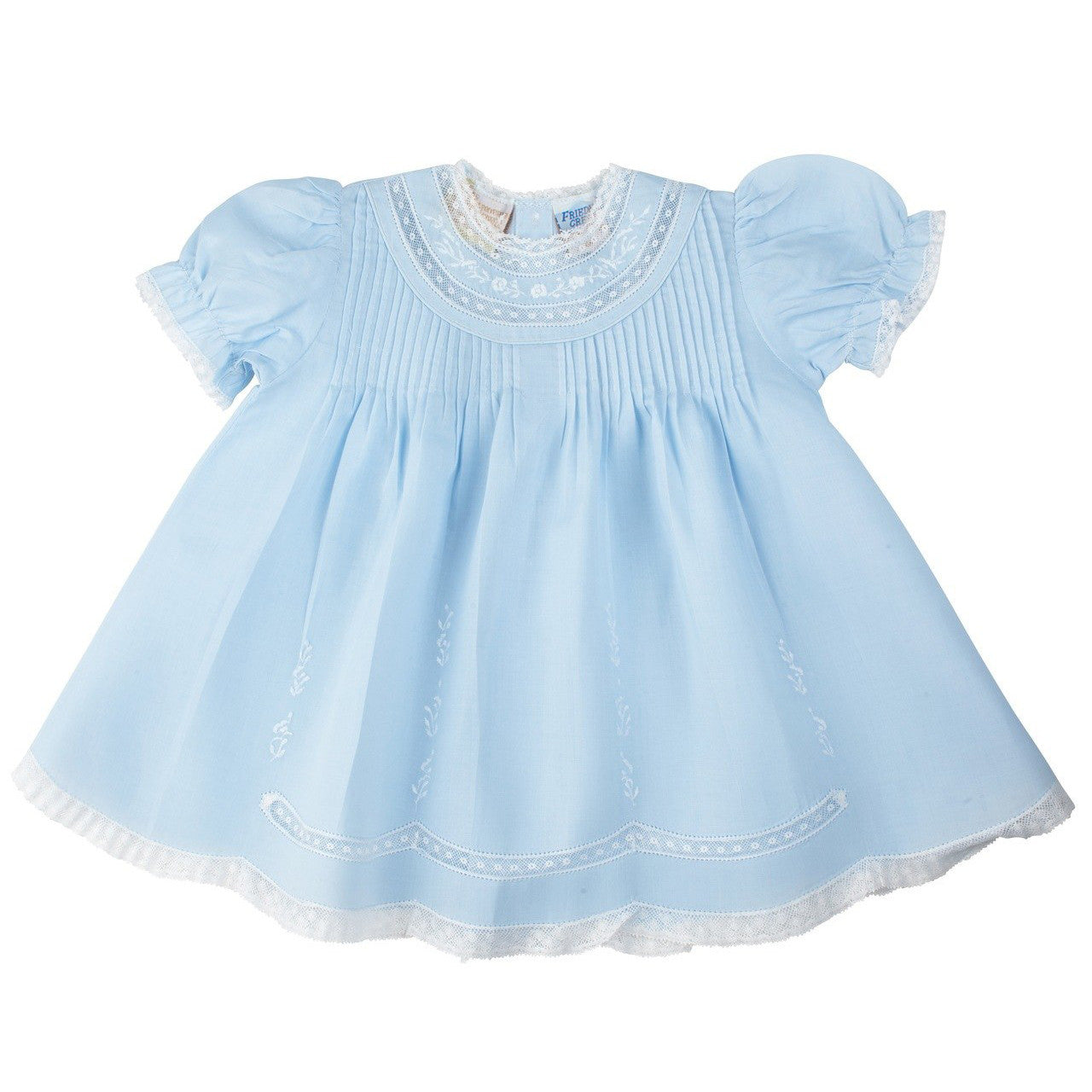 Lace Trim Embroidered Slip Dress - Blue