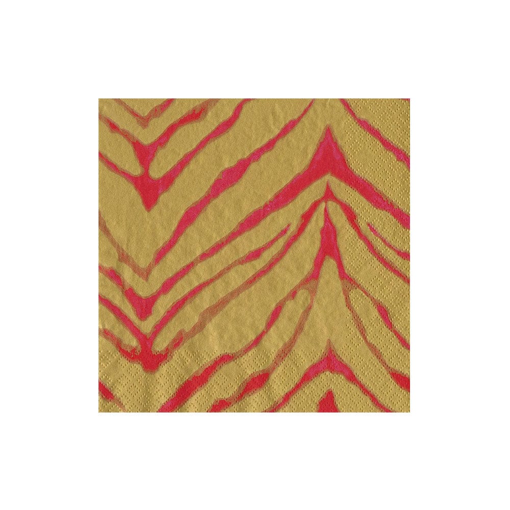 Wild Kingdom Fuchsia/Gold Cocktail Napkin