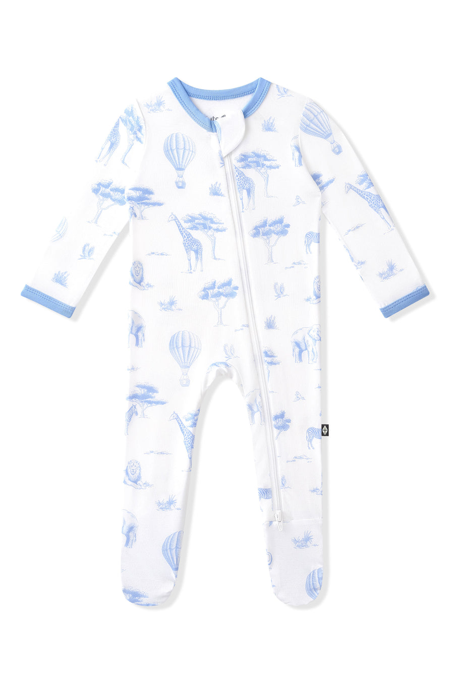 Zippered Footie in Toile Safari Blue