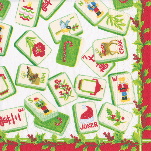 Christmas Mahjong Cocktail Napkin
