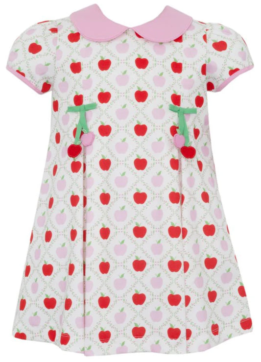 Apple Print Dress w/ Pleats