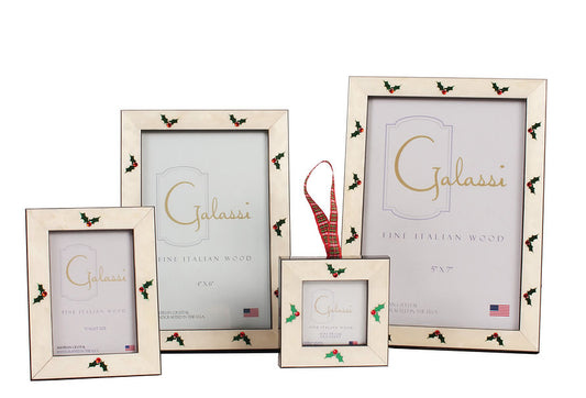 white frame and holly