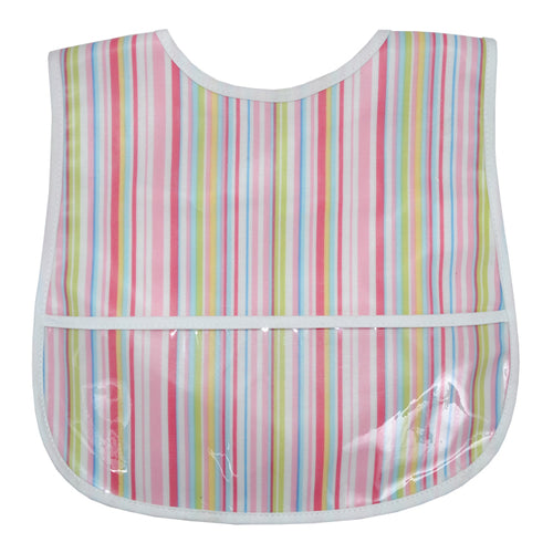 Pink Multi Stripe Laminated Bib