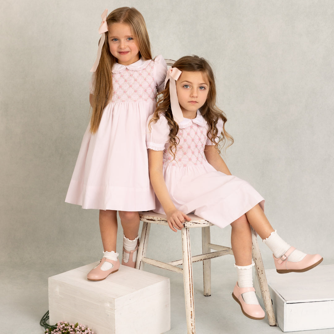 Pink Smocked Floral Dress