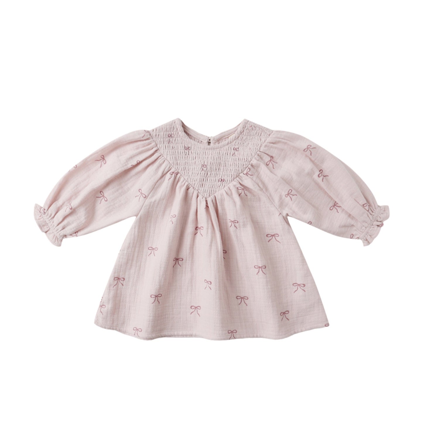 V Smocked Purple Dress-Bows