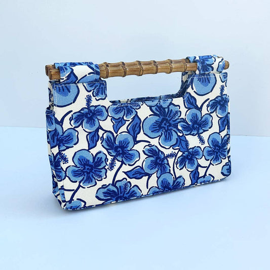 The Bamboo Clutch, Hibiscus Blue