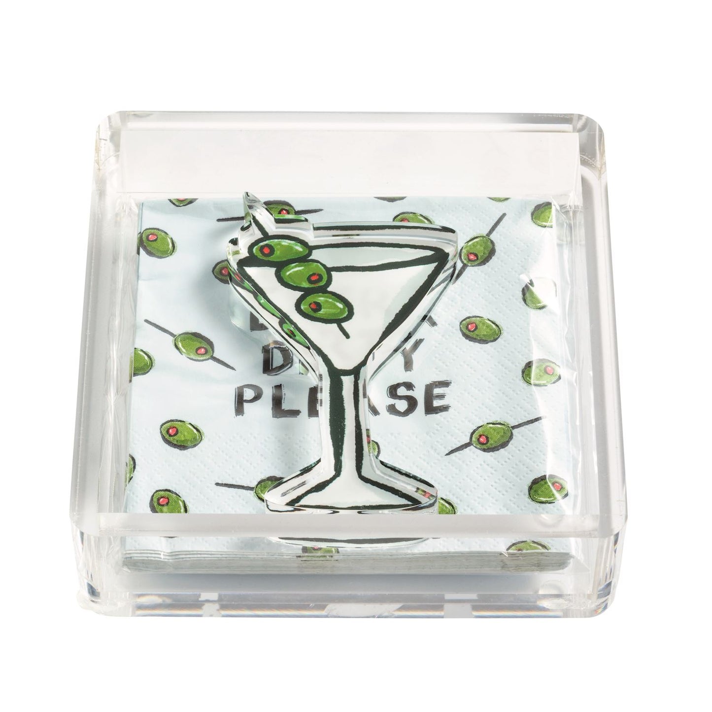 Martini Acrylic Napkin Caddy & Weight Set
