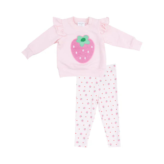 Strawberry French Terry Ruffle Sweatshirt & Leggings