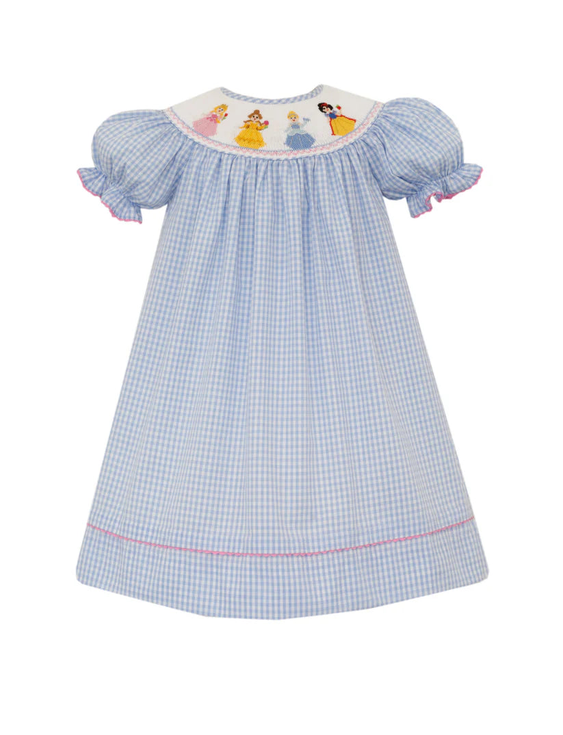 Blue Check Smocked Princess Dress