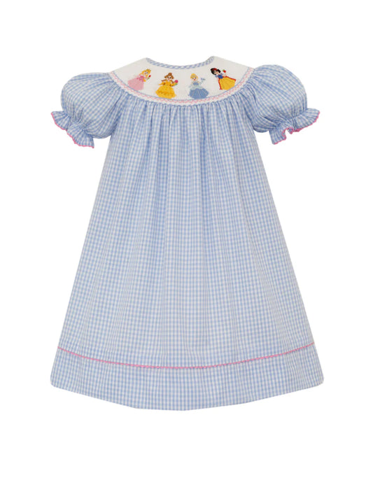 Blue Check Smocked Princess Dress