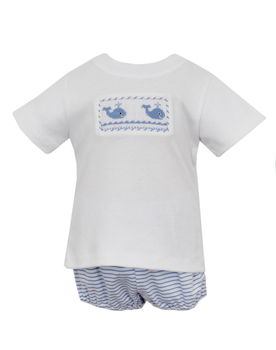 Whale Lt Blue Stripe T-Shirt Set