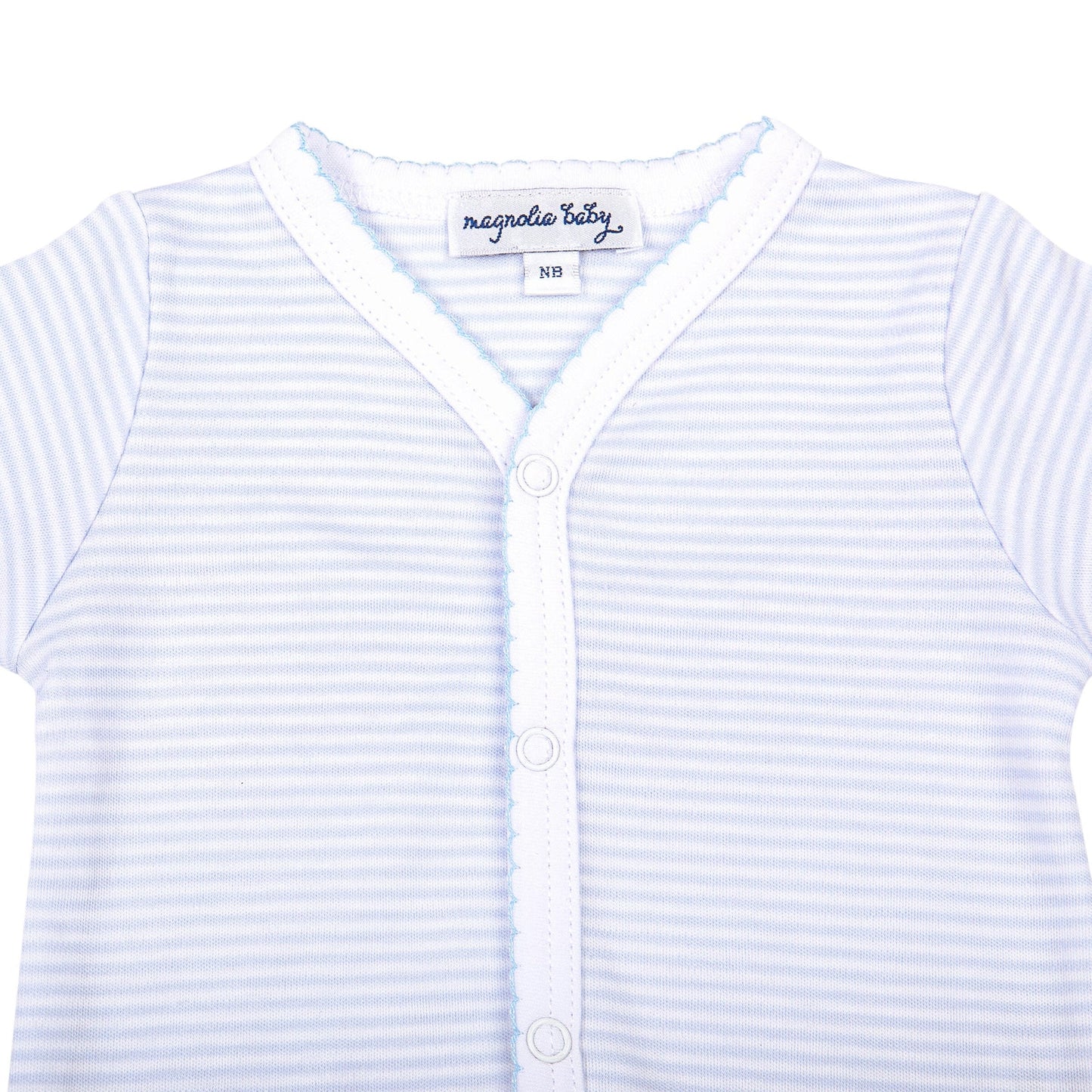 Mini Stripes Front Snap Long Sleeve Bodysuit - Blue