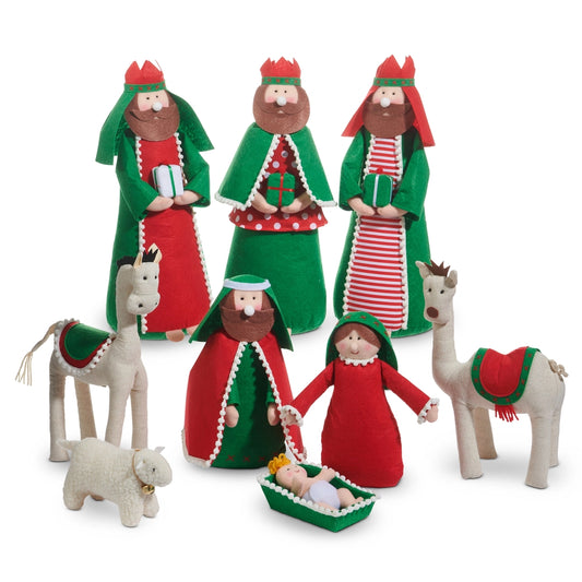 15" Red and Green Nativity