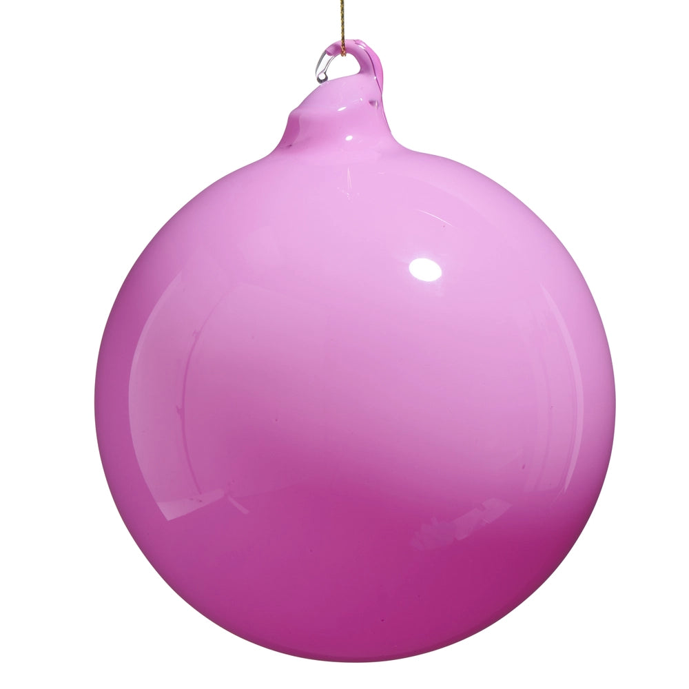 5" Pink Opaque Blown Glass Ball Ornament