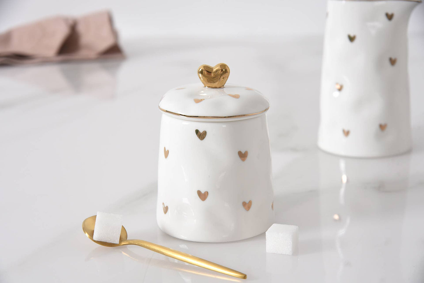 Heart Sugar Bowl and Creamer set