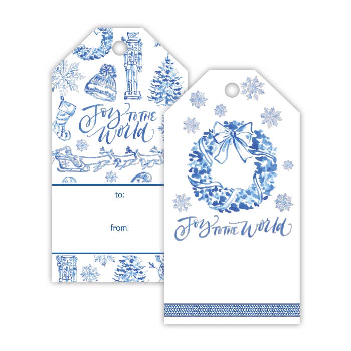 Blue Toile Wreath Gift Tag