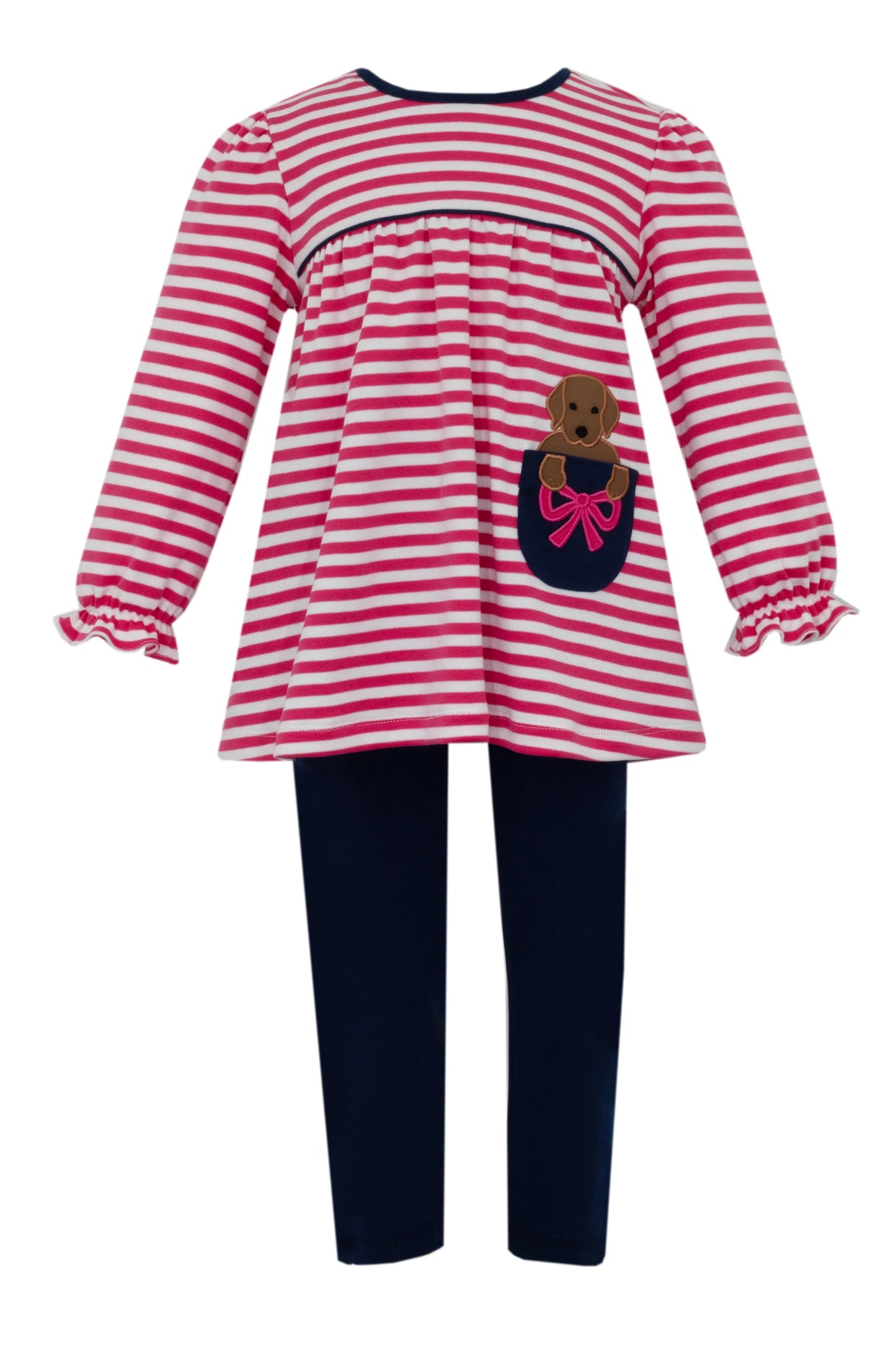 Lab Puppy Girl's Hot Pink Stripe Knit Tunic Set L/S