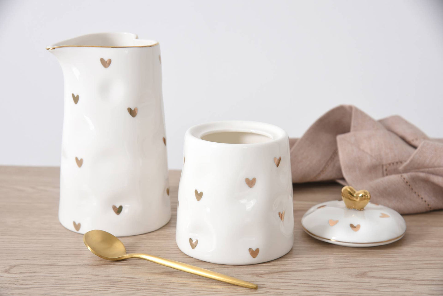 Heart Sugar Bowl and Creamer set