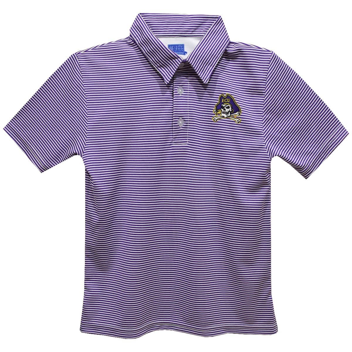 ECU Embroidered Purple Stripes Polo Shirt