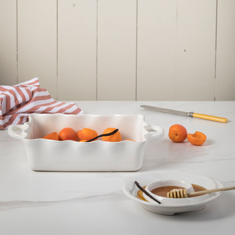 Cook & Host Medium Rectangular Ruffled Baker White