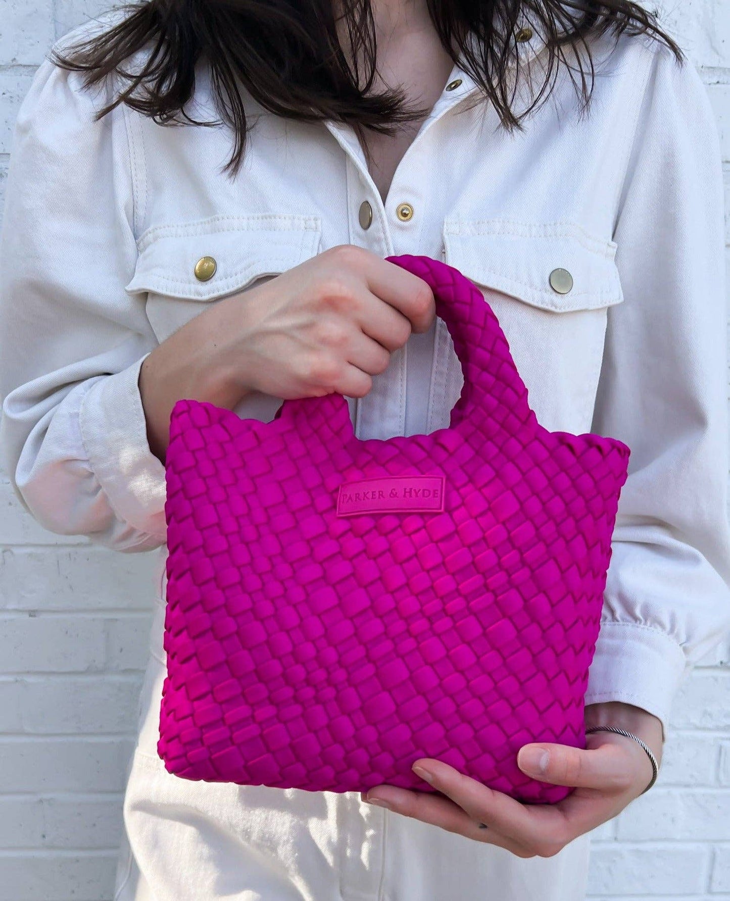 Mini Woven Tote - Berry