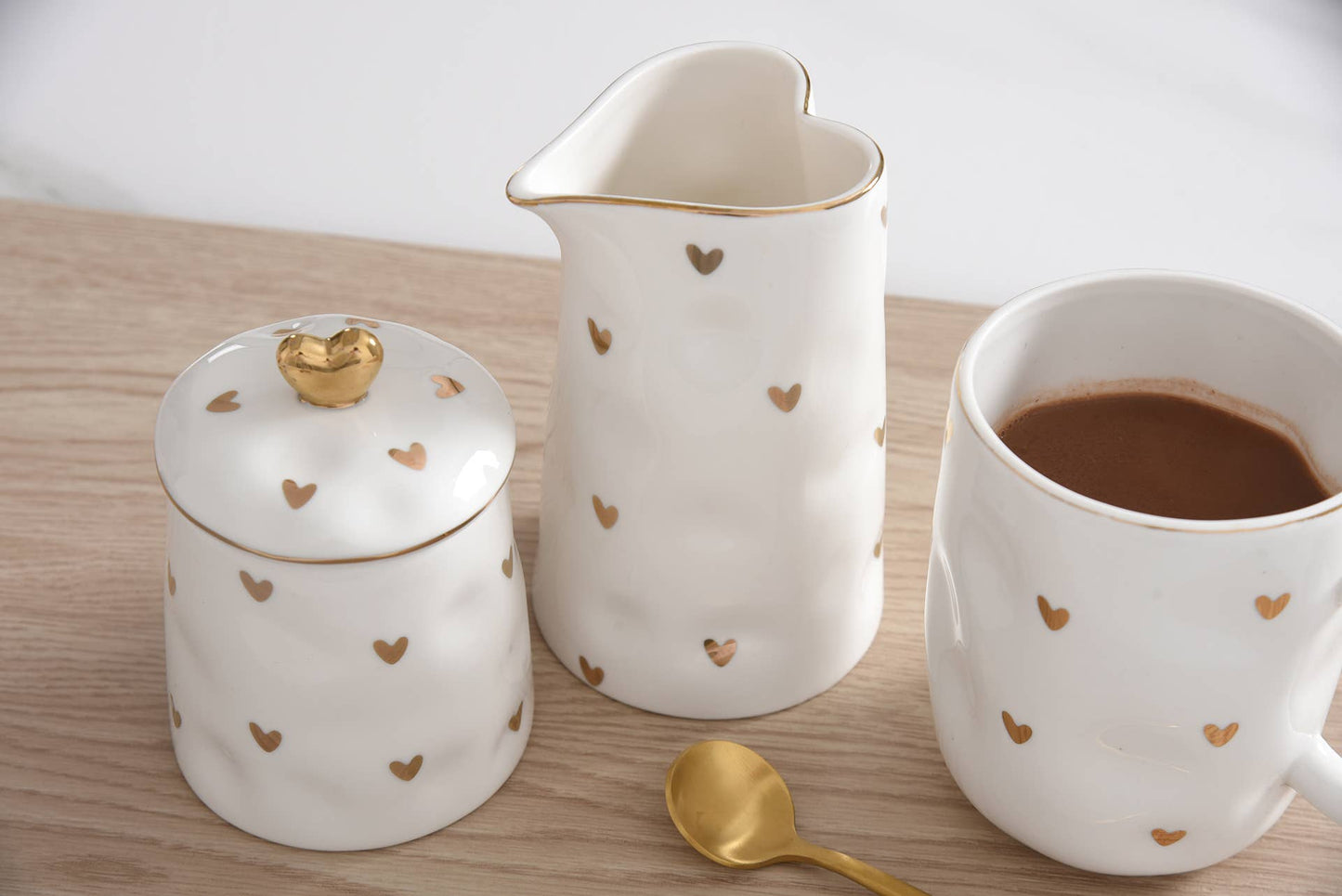 Heart Sugar Bowl and Creamer set