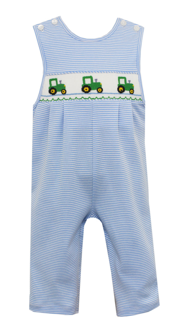 Blue Stripe Tractor knit Long John John