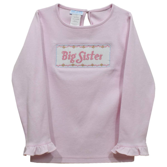 Big Sister Smocked Pink Ruffle L/S T-Shirt